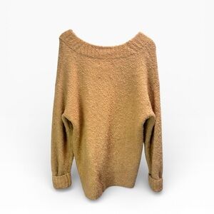 Aerie Oversized Fuzzy V-Neck Sweater - Camel Tan | Size Small